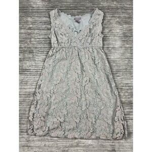 Ultra Pink‎ Dress Womens Small Gray Sleeveless Lace Overlay Vneck
